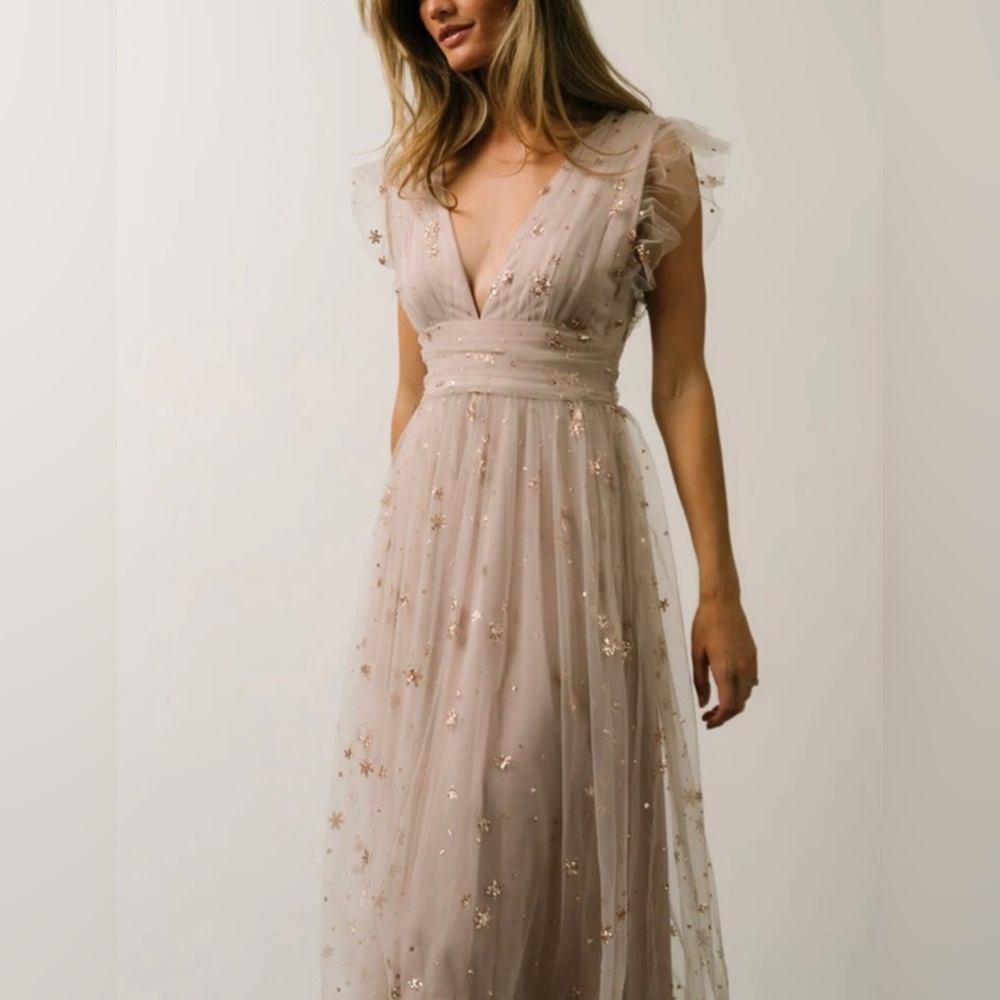 Soieblu Beige Midi Dress with Metallic Details